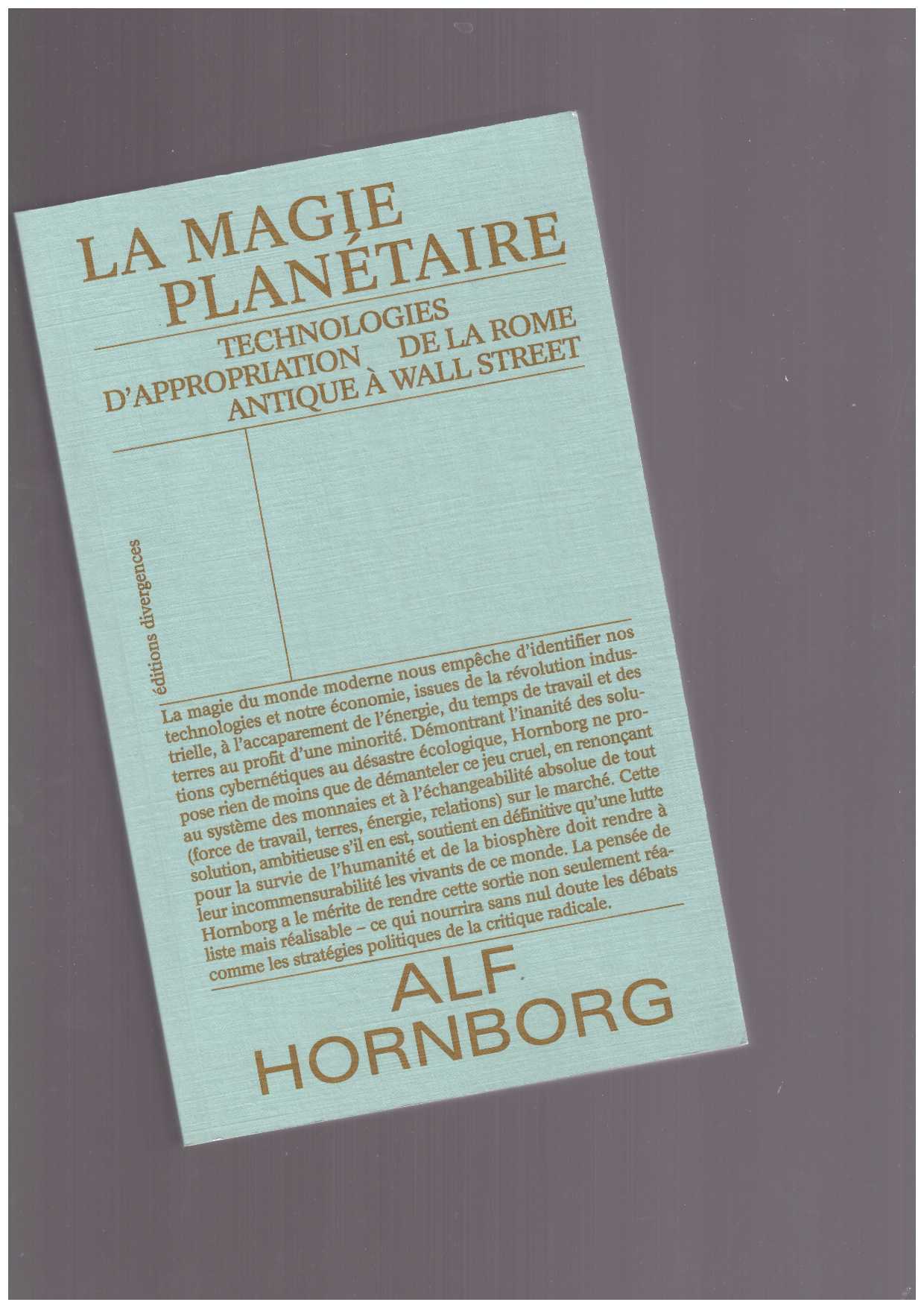 HORNBORG, Alf - La Magie planétaire. Technologies d'appropriation de la Rome antique à Wall Street