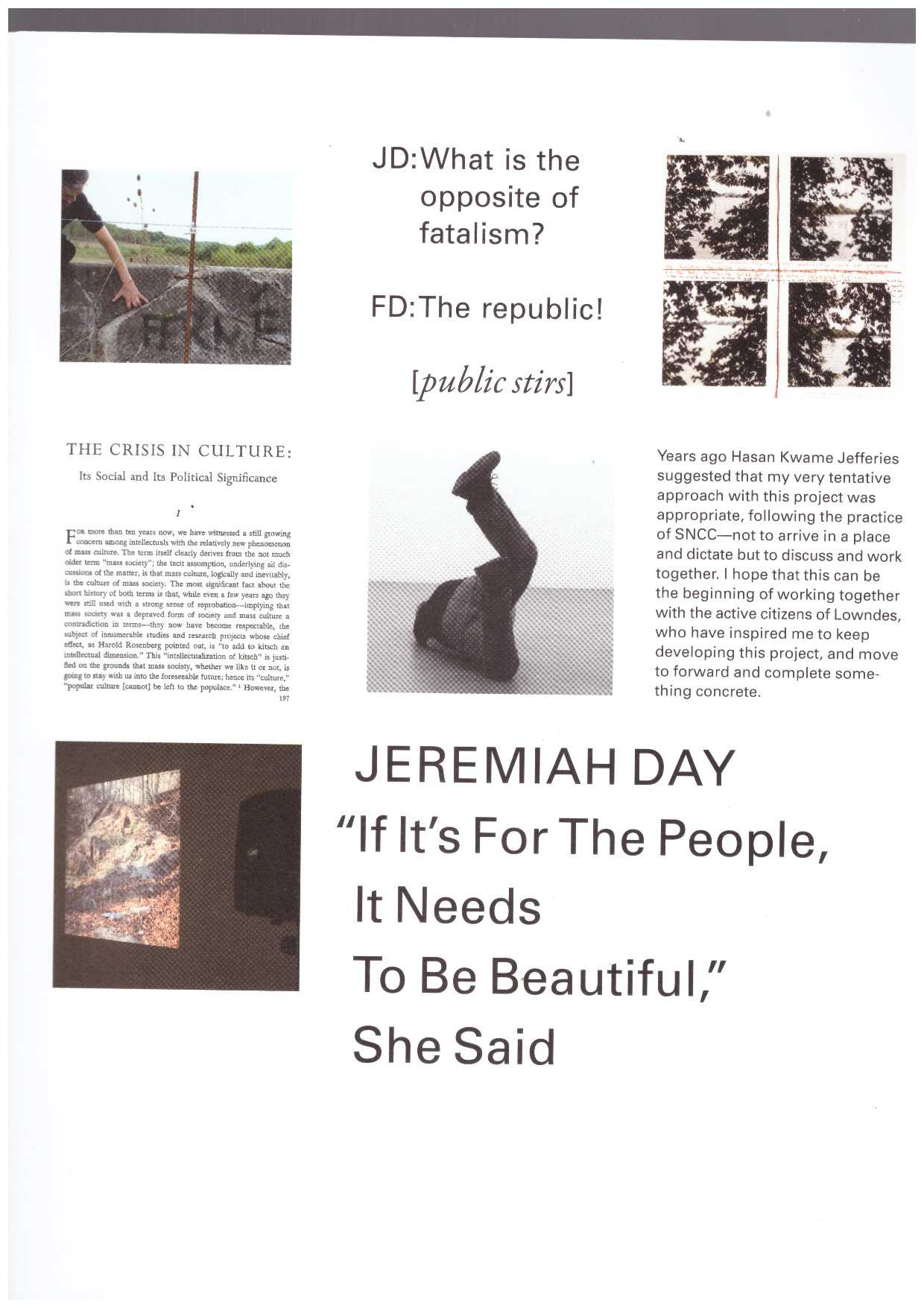 DAY, Jeremiah - “If It’s For The People, It Needs To Be Beautiful,” She Said