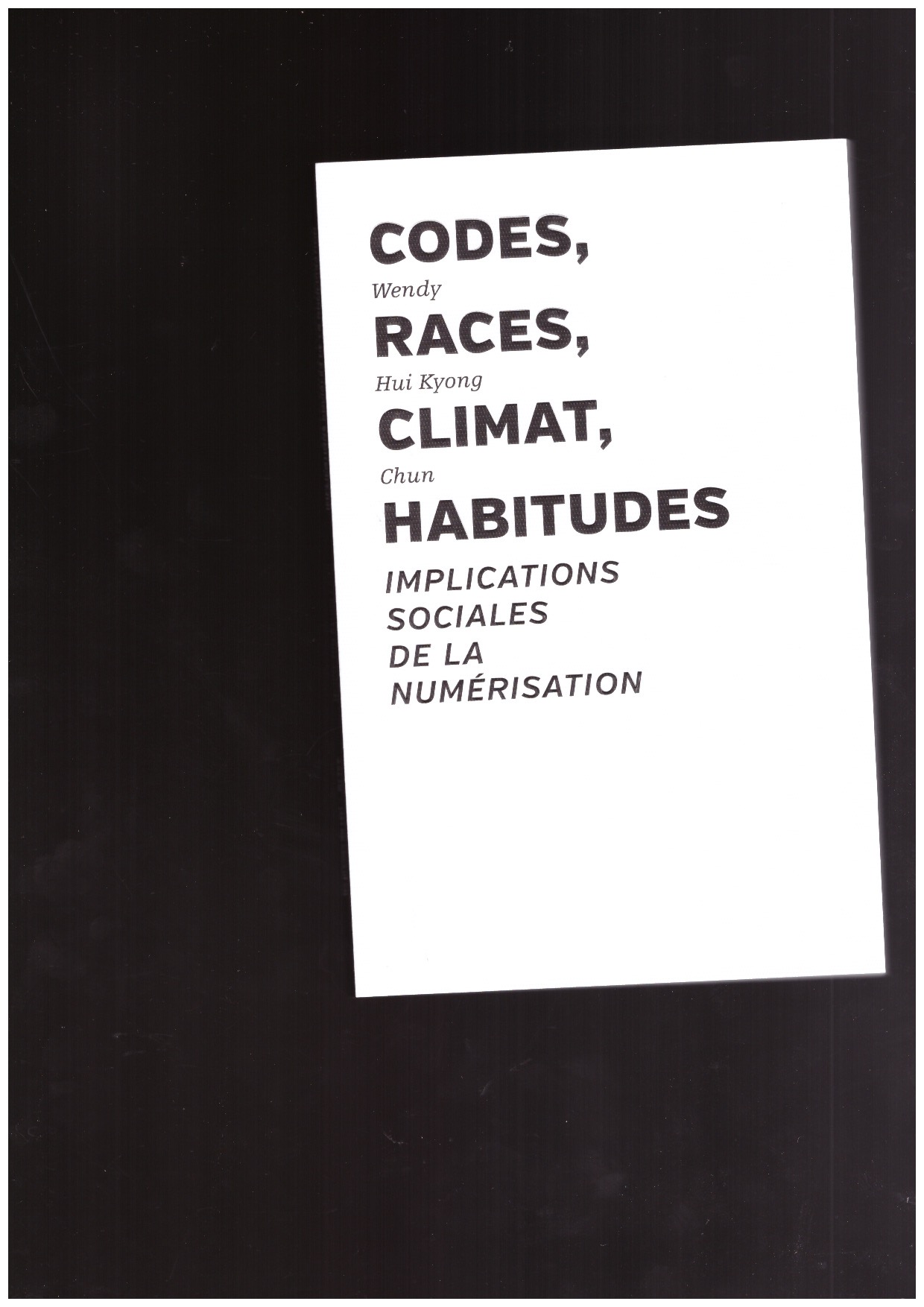CHUN, Wendy Hui Kyong - Codes, races, climat, habitudes – Implications sociales de la numérisation