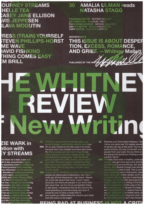MALLETT, Whitney (ed.) - The Whitney Review of New Writing #2 Fall (The Whitney Review)