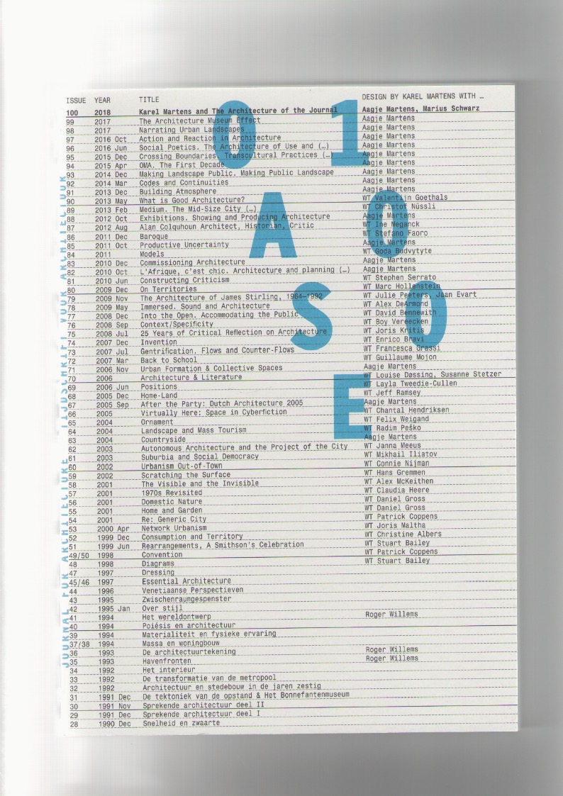 DECROOS, Bart; PATTEEUW, Véronique; SCHWARZ, Marius (eds.) - OASE #100: Karel Martens and The Architecture of the Journal