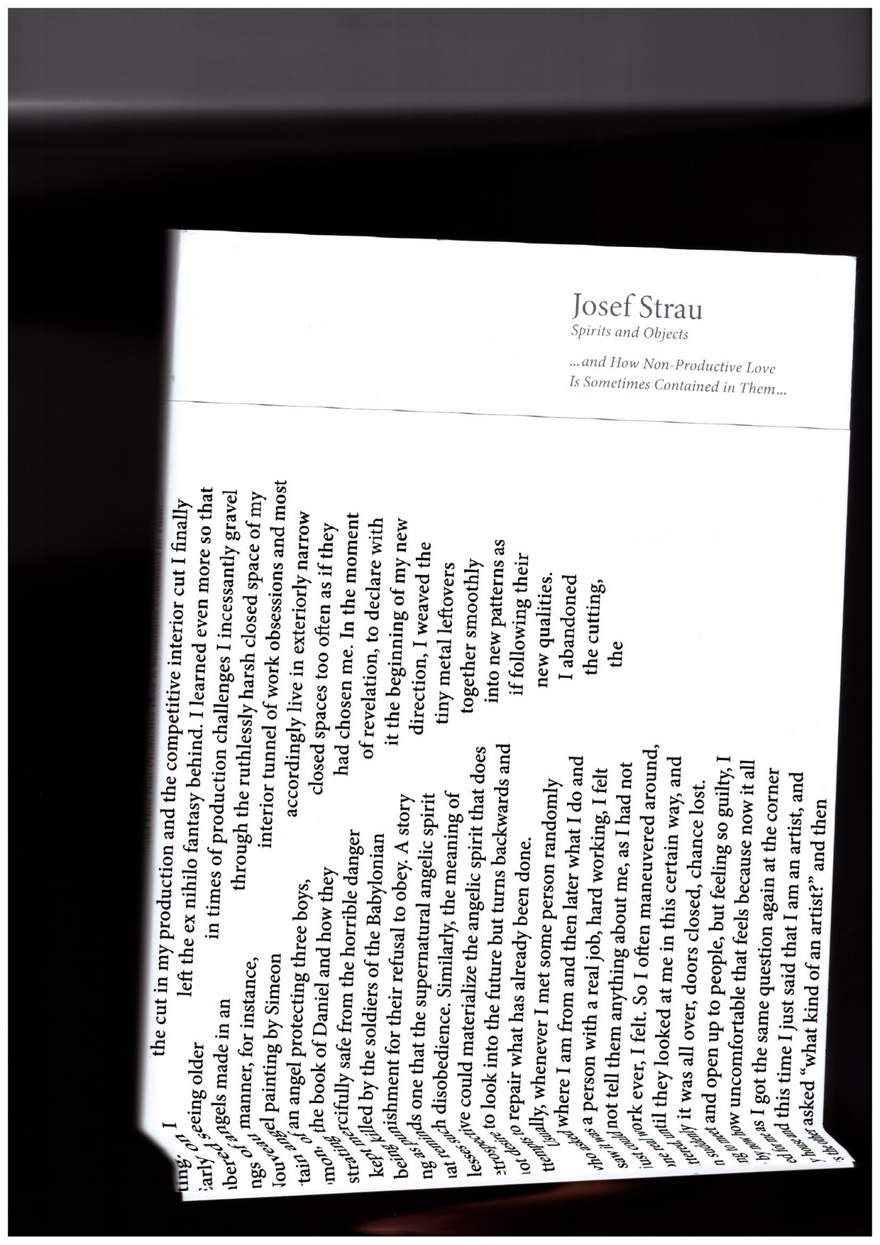 STRAU, Josef; BIRKENSTOCK, Eva (ed.) - Josef Strau: Spirits & Objects ... and How Non-Productive Love Is Sometimes Contained in Them ...