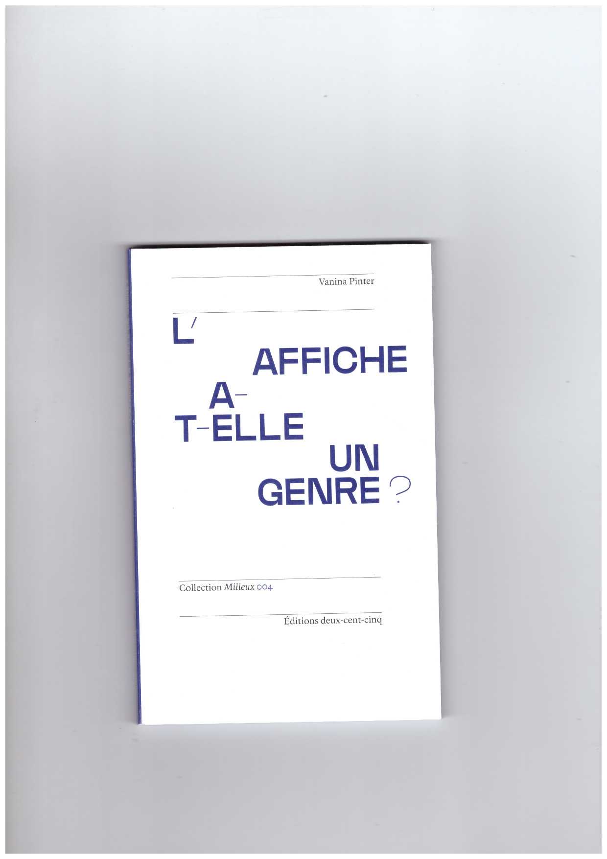 PINTER, Vanina - L’affiche a-t-elle un genre?