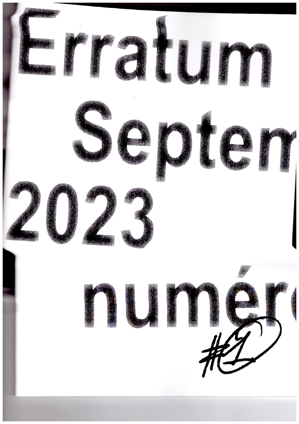 PRAT, Ferdinand (ed.) - Erratum #1 – Septembre 2023