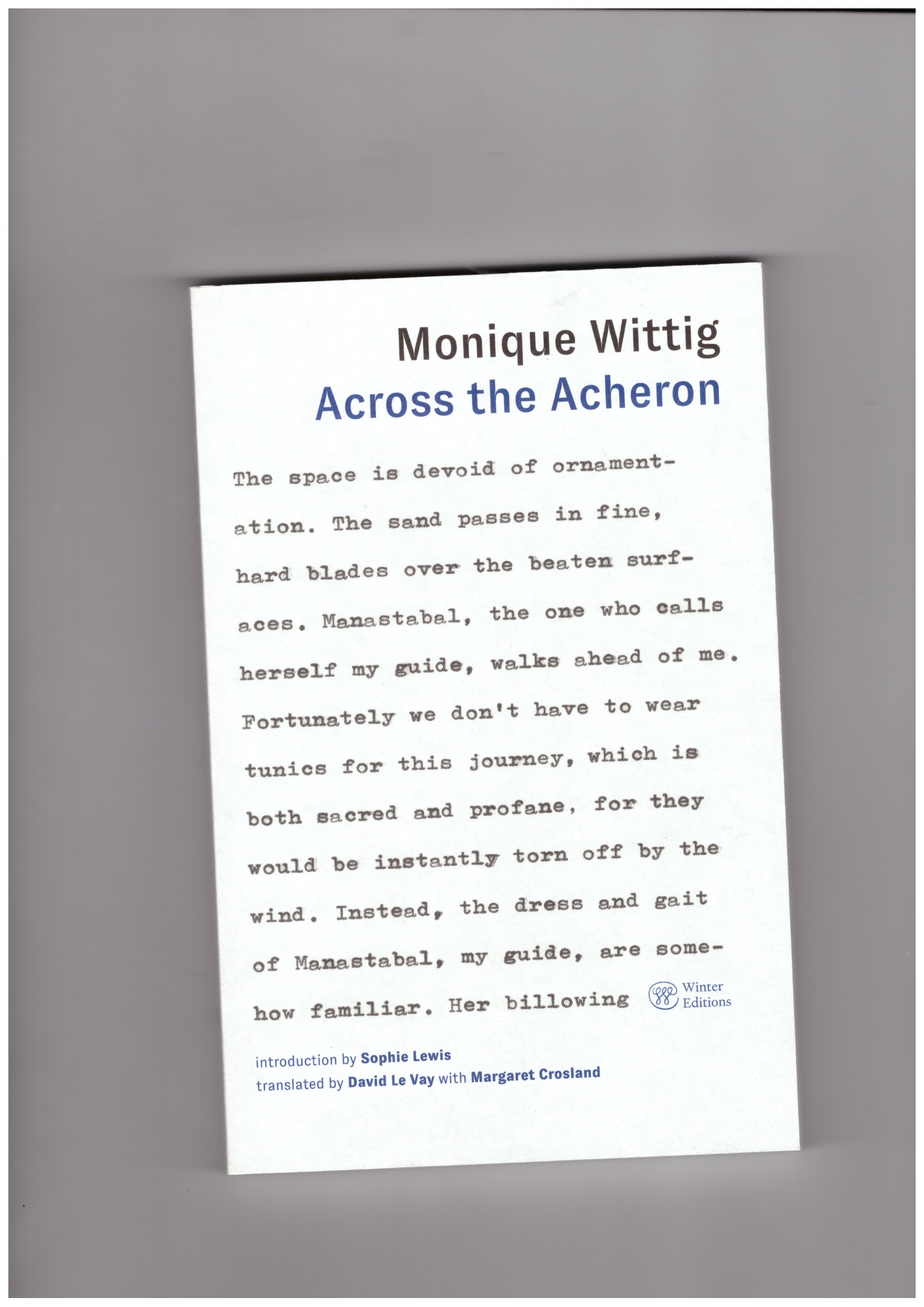 WITTIG, Monique - Across the Acheron