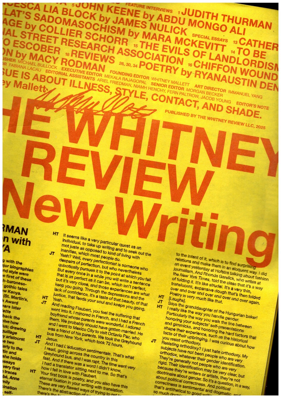 MALLETT, Whitney (ed.) - The Whitney Review of New Writing #6 Fall/Winter 2026